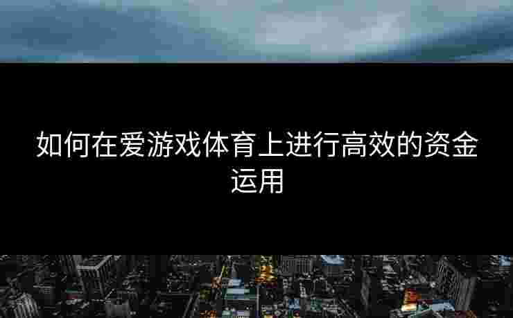 如何在爱游戏体育上进行高效的资金运用