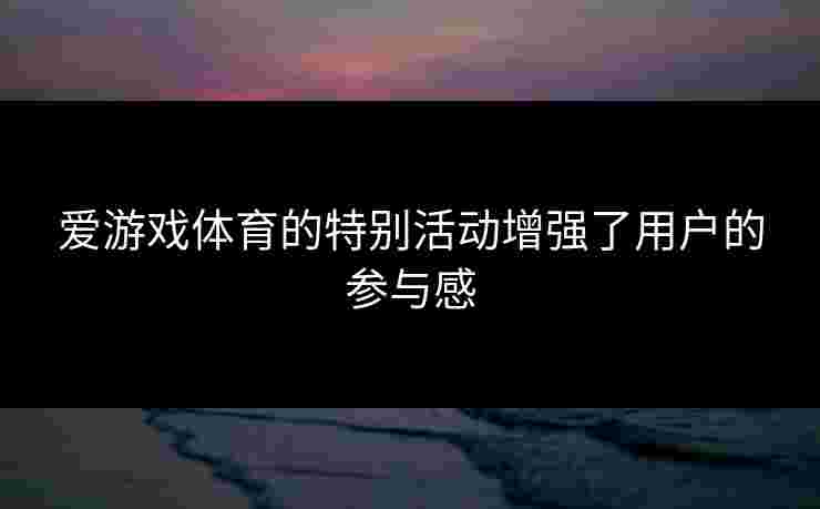 爱游戏体育的特别活动增强了用户的参与感